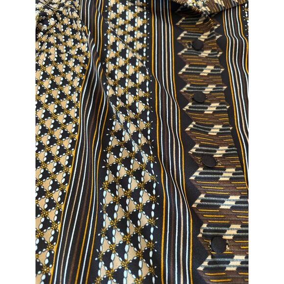 Retro Pattern Puff Sleeve Blouse - 70s Vibes! - Picture 2 of 3